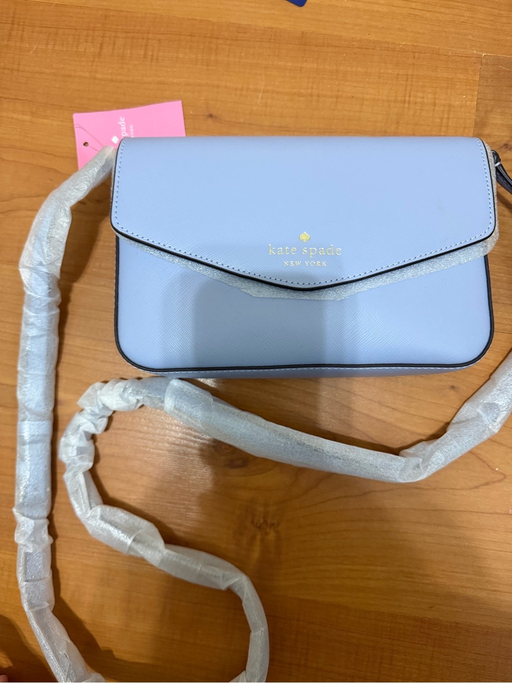 kate spade Powder Blue Crossbody Bag with Gold Logo
